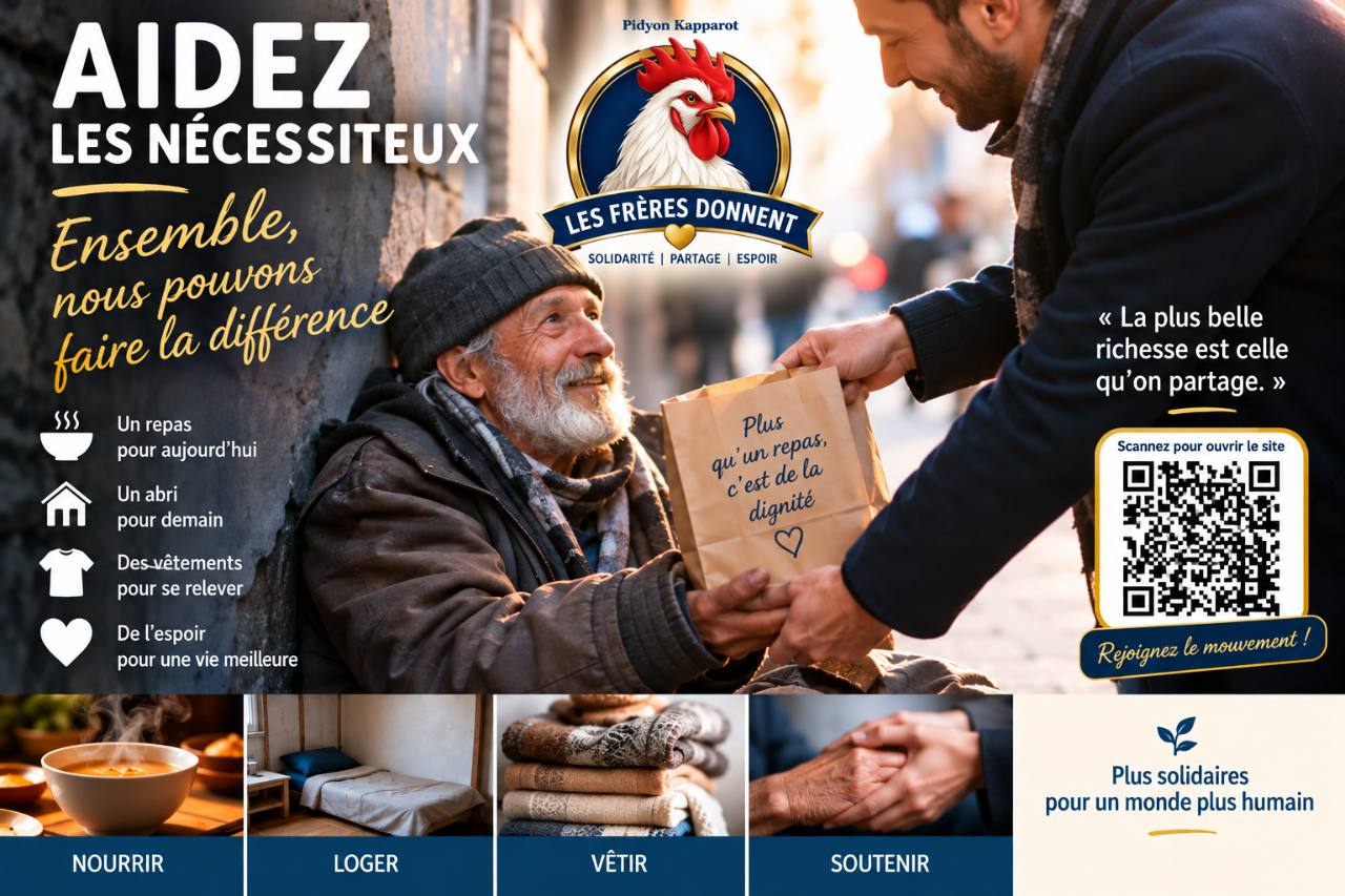 Aidez les nécessiteux : nourrir, loger, vêtir et soutenir.